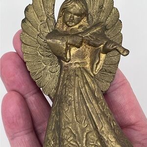 Vintage Solid Brass Violin Playing Angel Bell With Patina Made in India